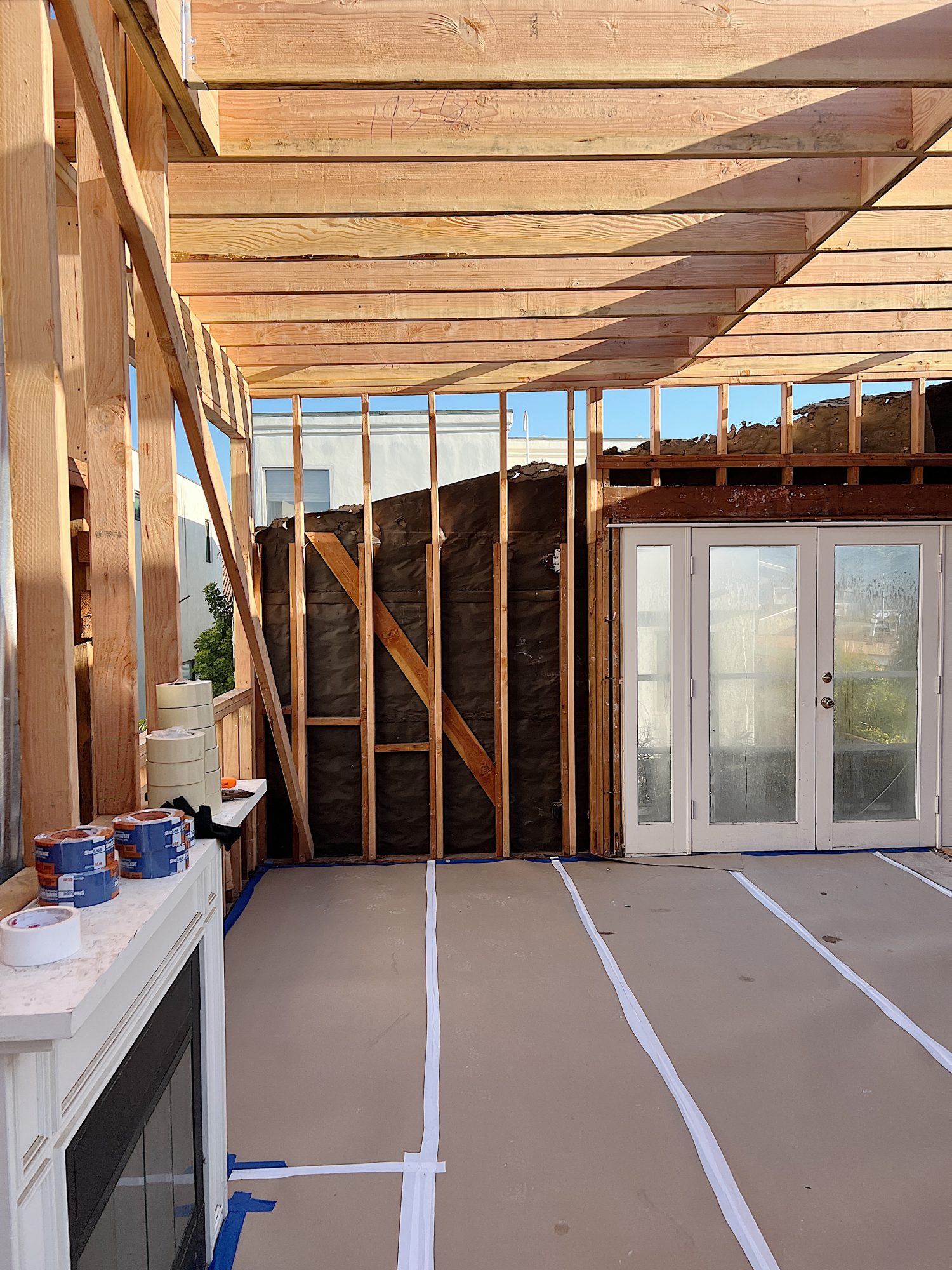 beach house under construction with raised roof