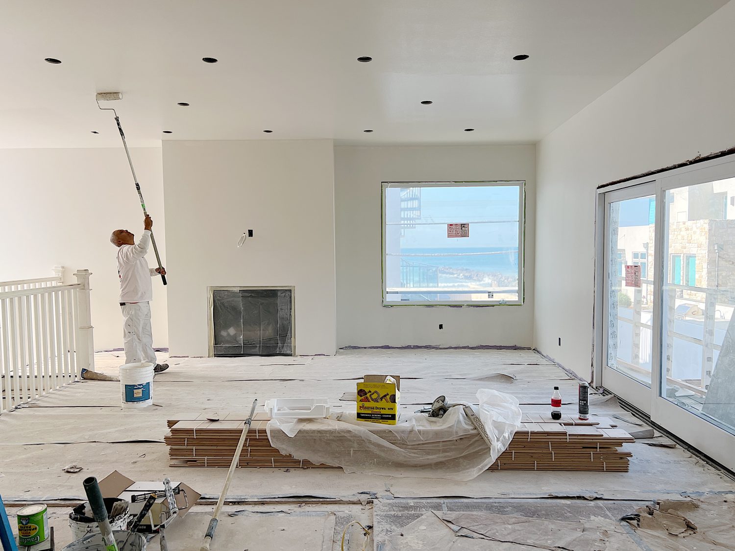 Beach house family room under construction