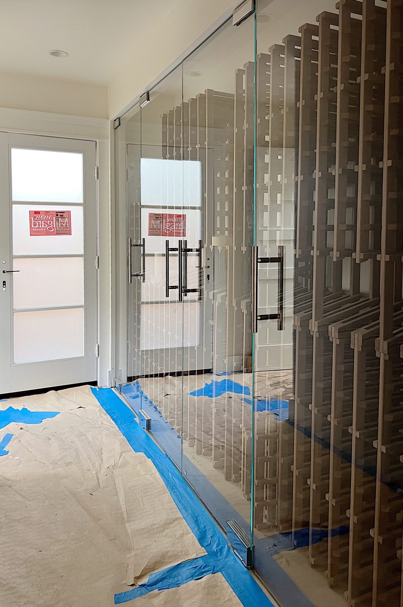 wine cellar in a hallway of a new remodel