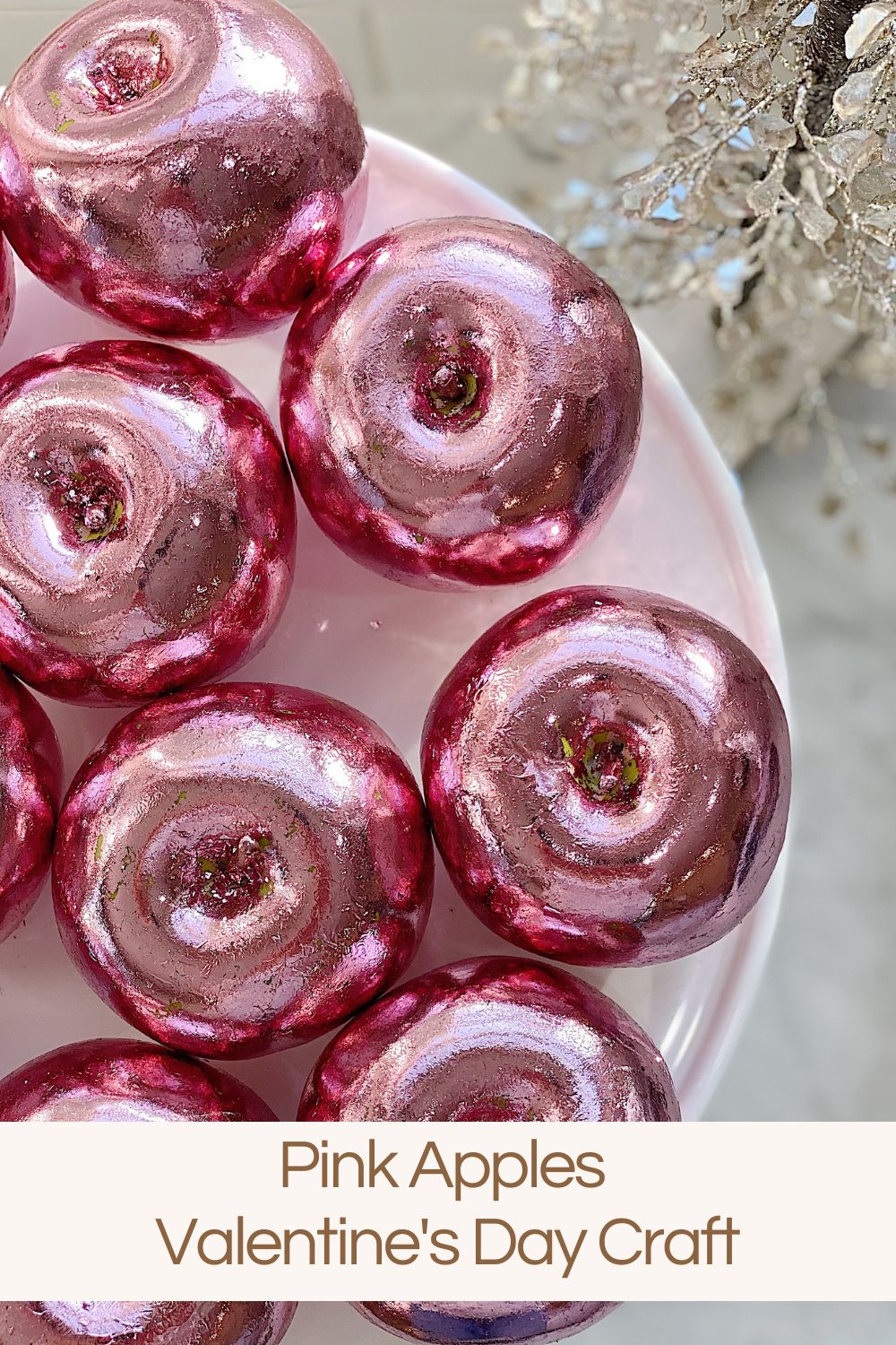This DIY Valentine's Day Craft is so easy. This is a fun way to add pink foil leaf to any faux fruit in less than thirty minutes.