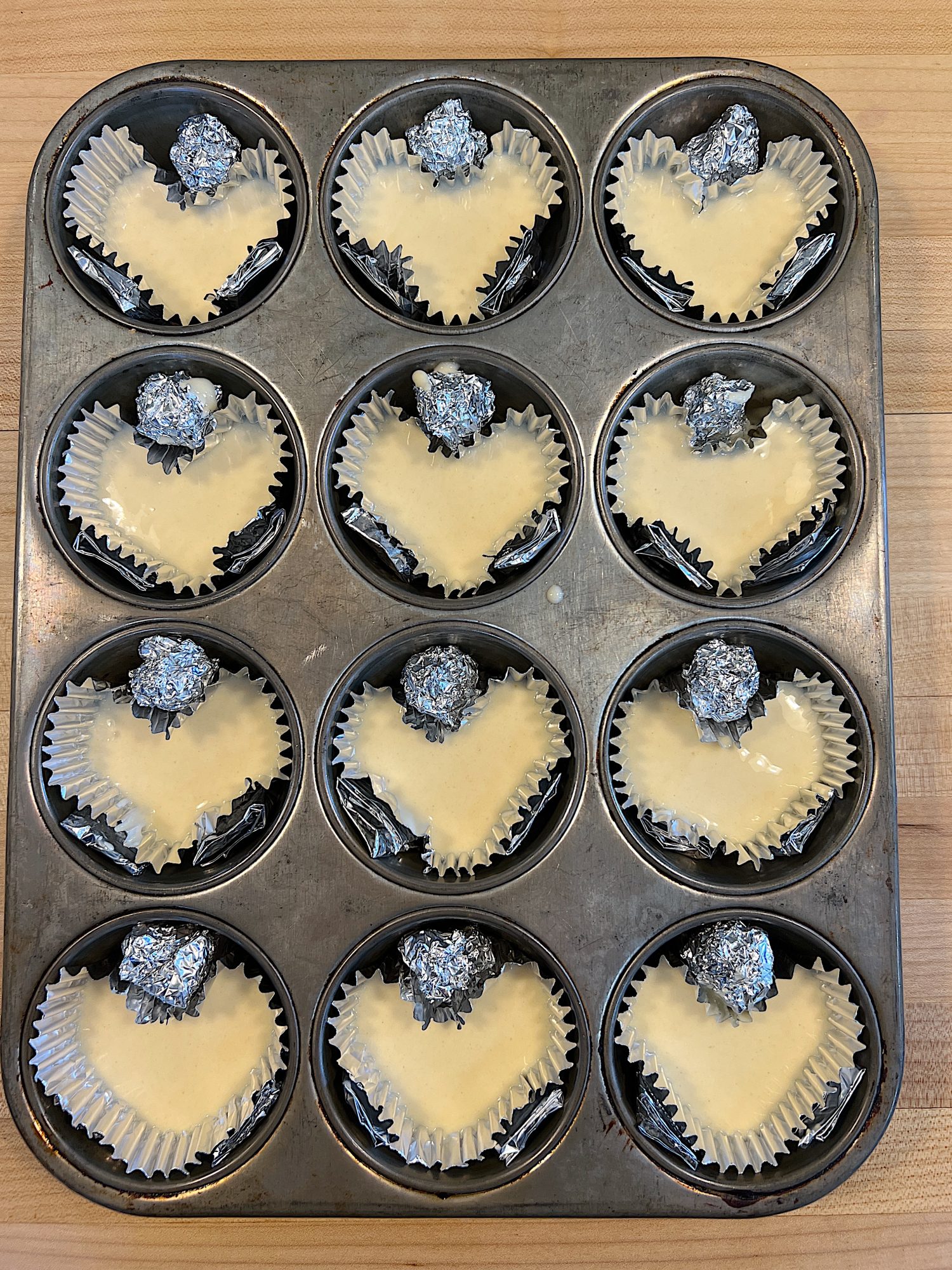 heart muffin tin with cake batter