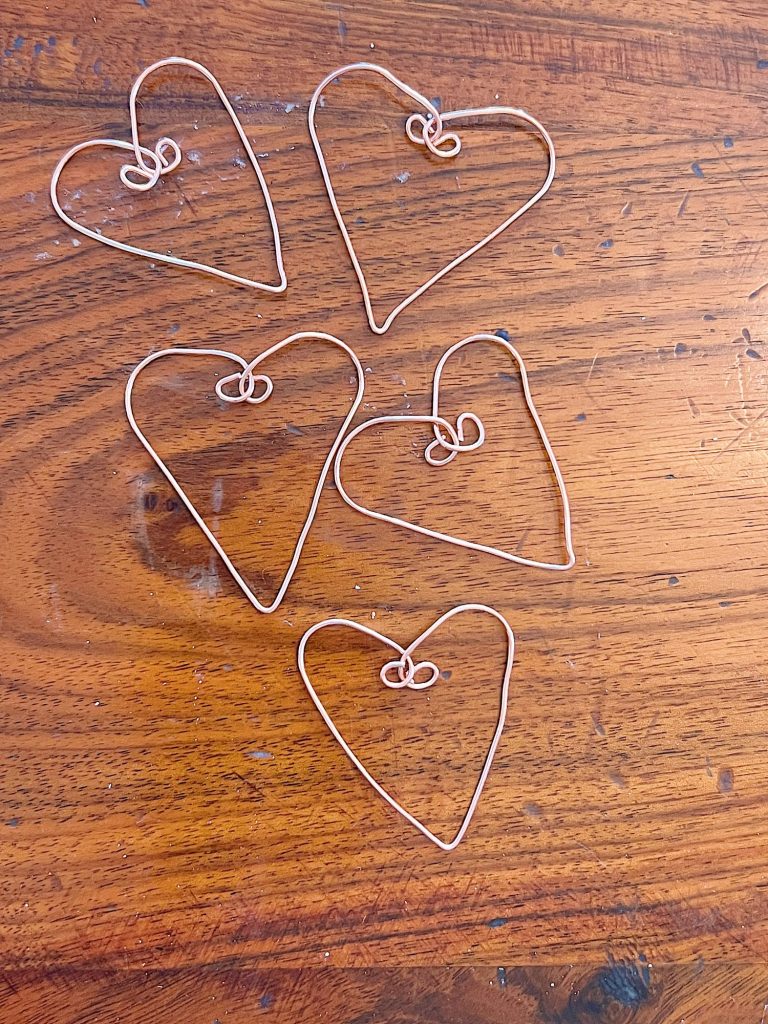handmade copper wire hearts
