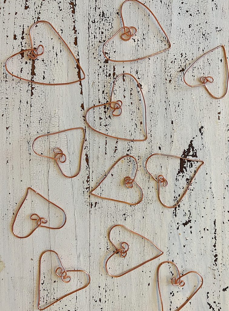hearts made from copper wire