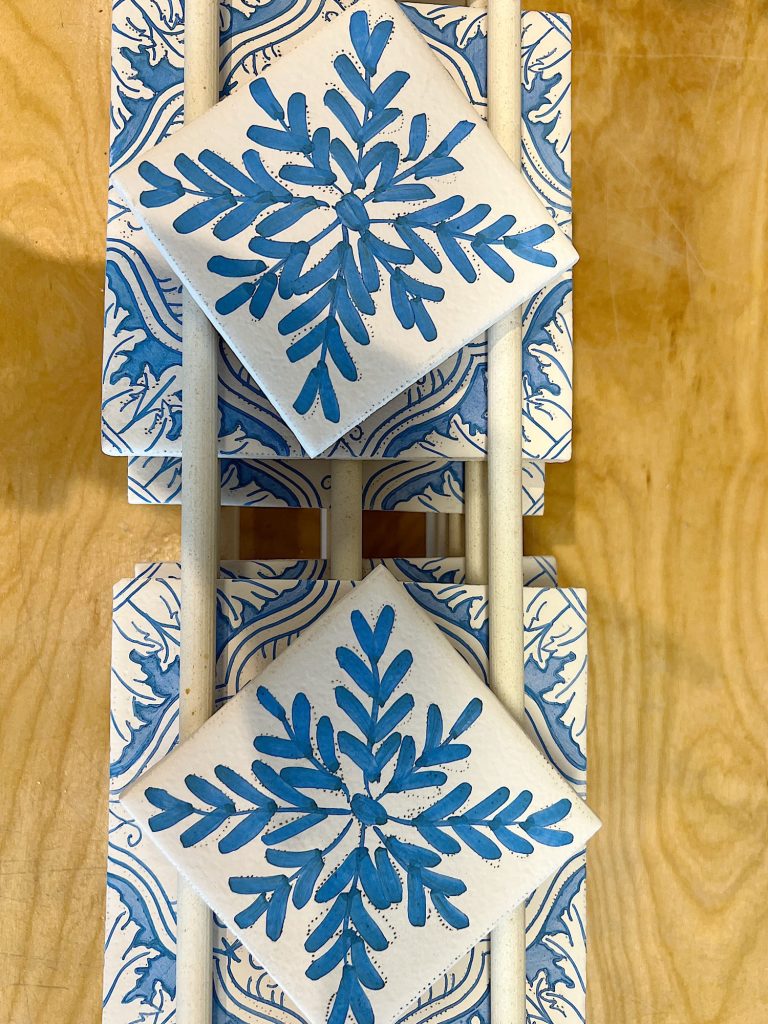 hand painted blue and white tile available at Mission Tile West