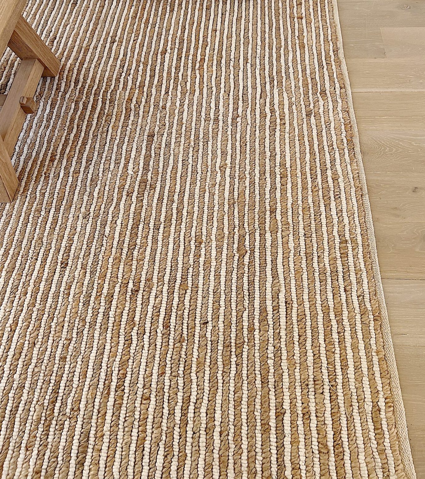 Striped wool tan and cream Pottery Barn rug