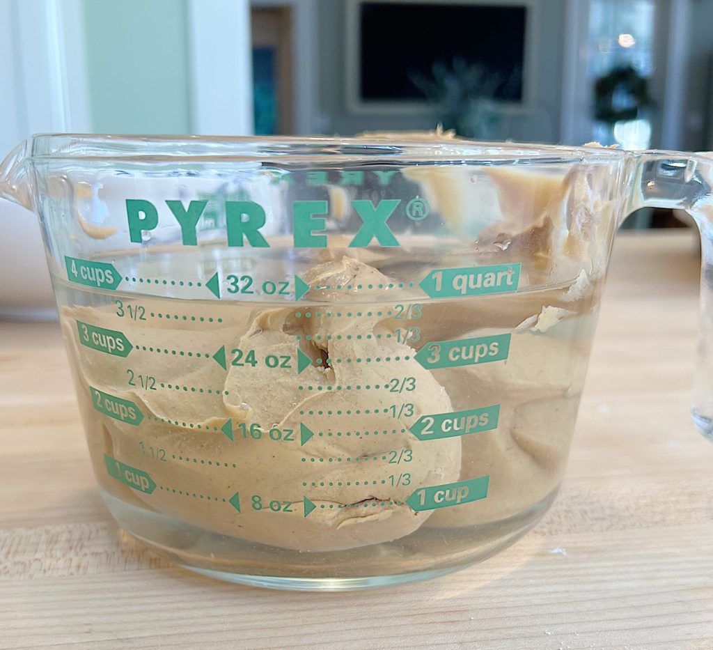 how to measure peanut butter using the immersion method and water