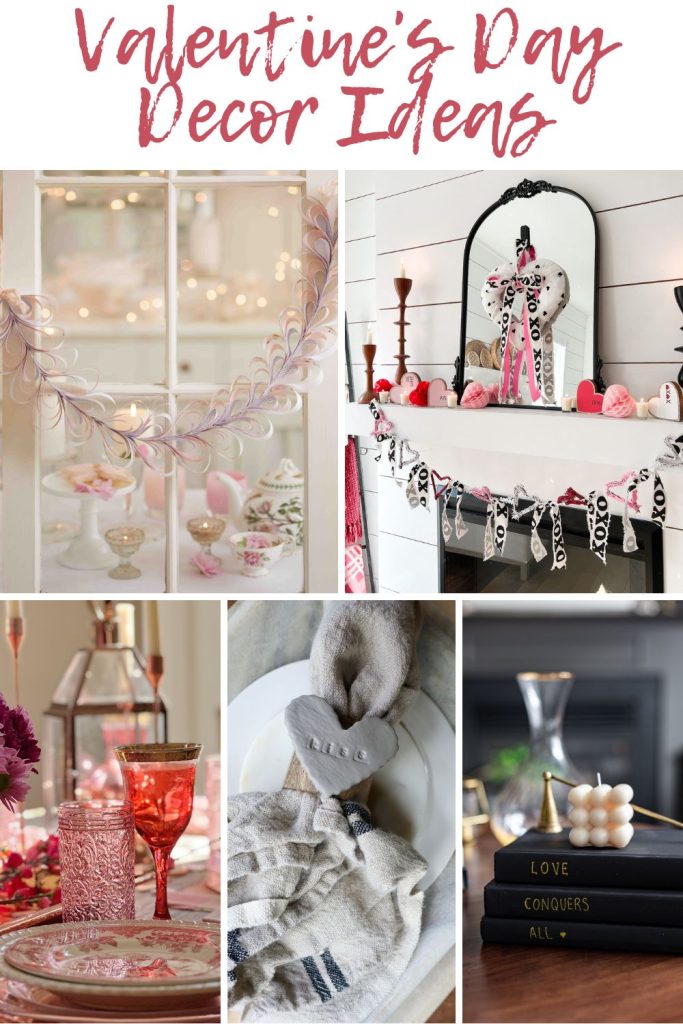 a collage of five different Valentine's Day Decor Ideas