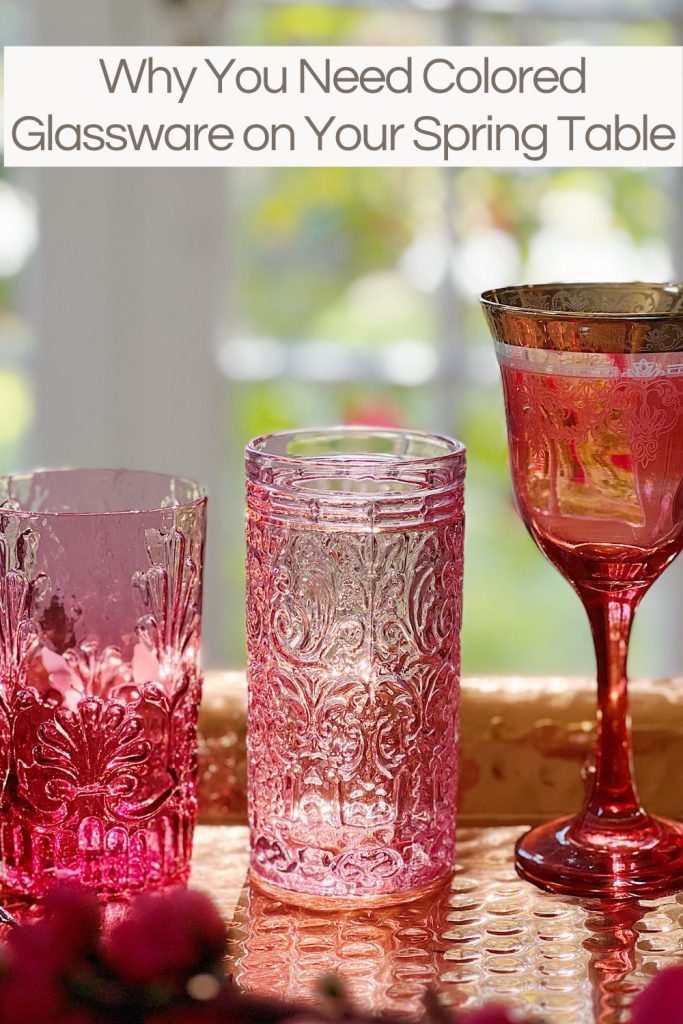 three pink glasses, one with a gold rim, one with texture and one that is original cranberry glass.
