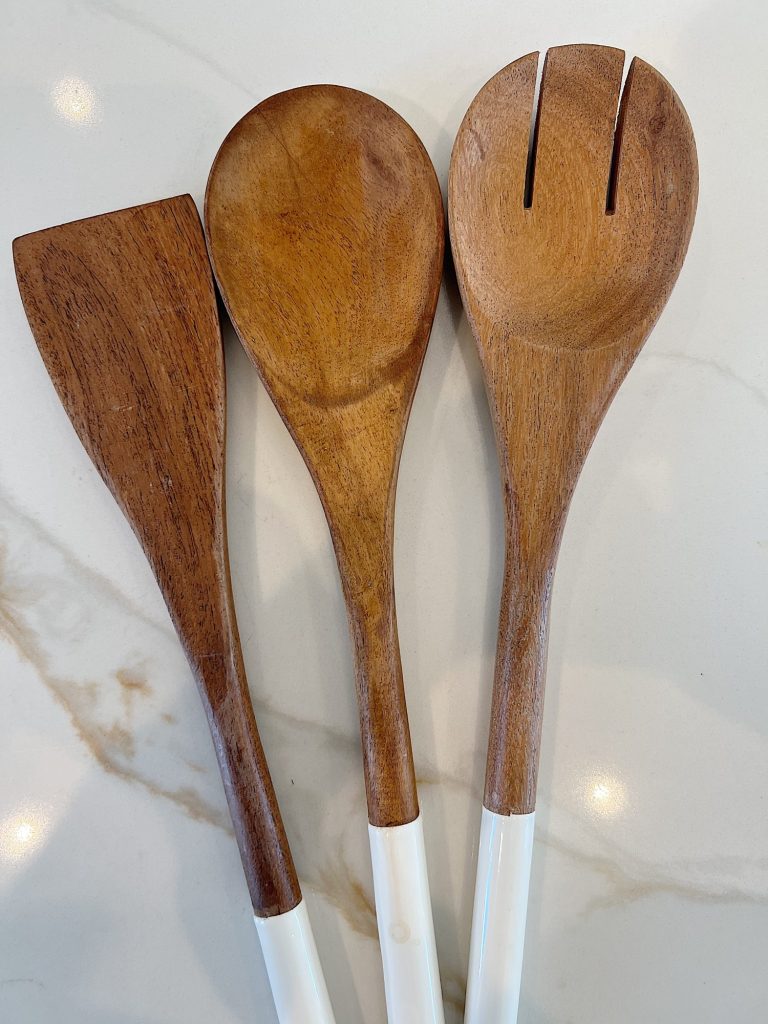 Wooden spoons with white painted handles