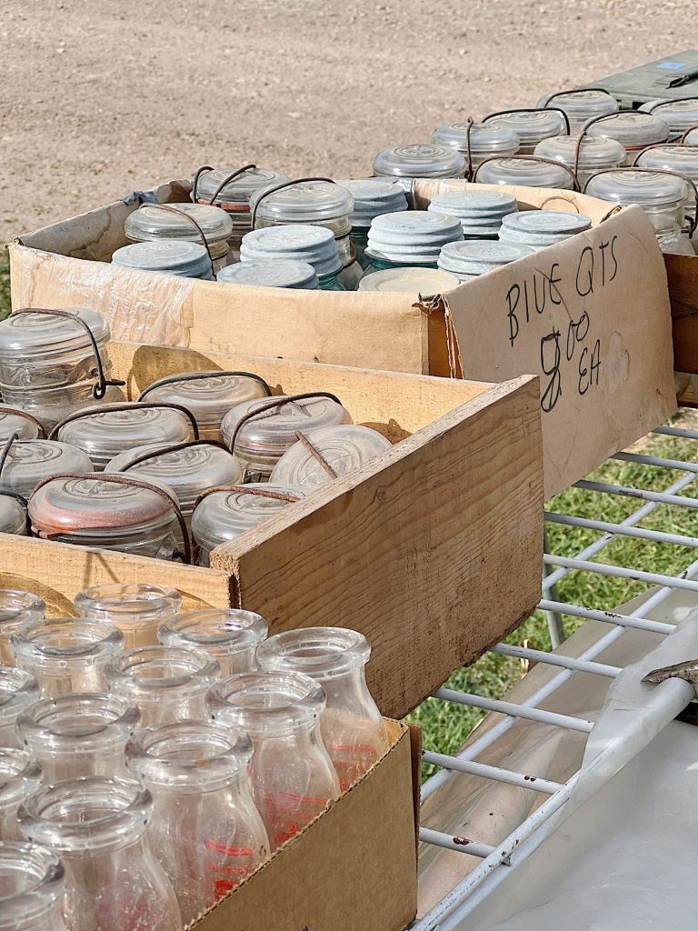 Ball jars for sale at the Round Top Antique Fair