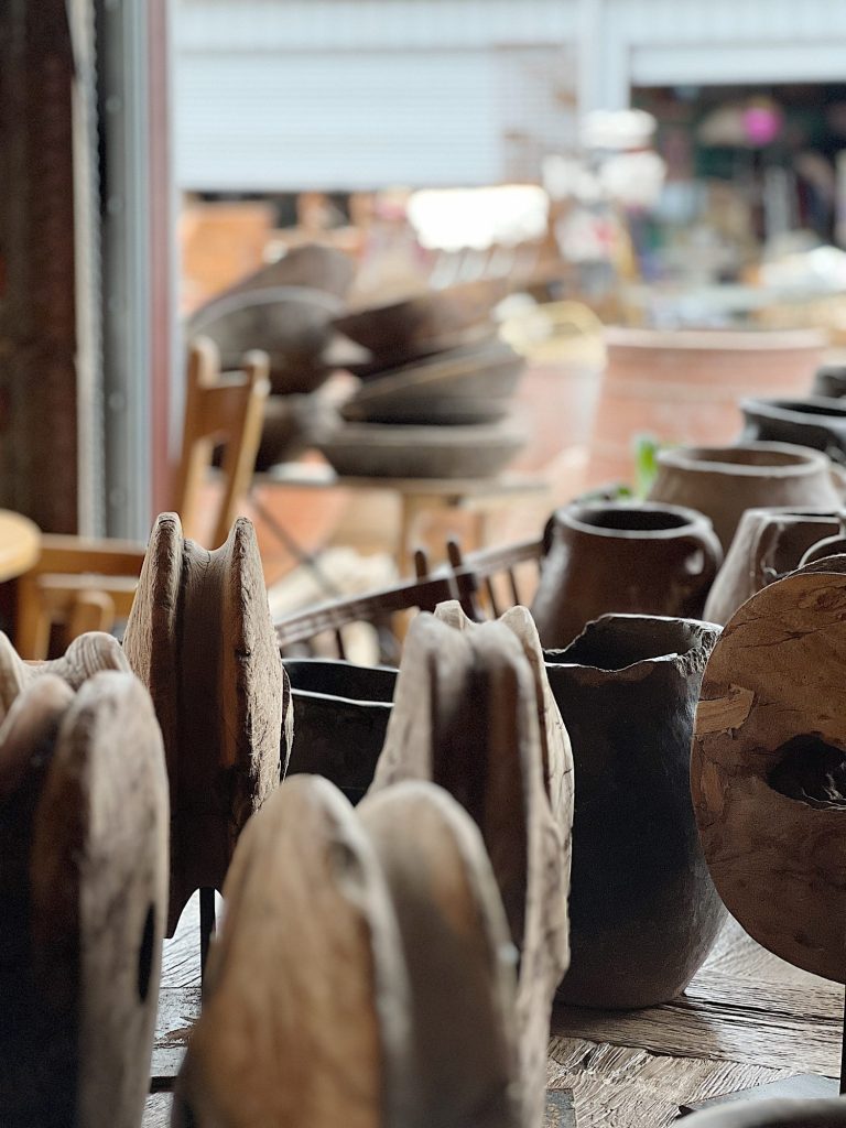 Wooden items for sale at the Round Top Antique Fair