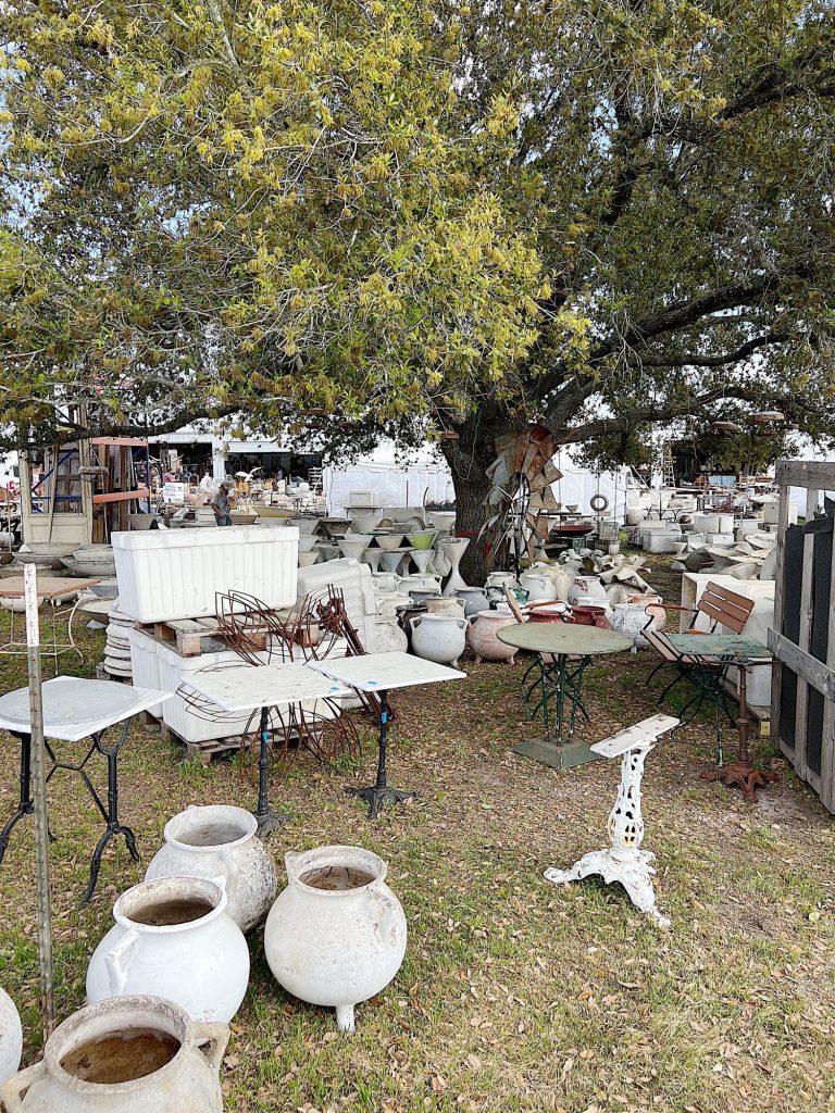 Lots of white vintage items for sale at the Round Top Antique Fair