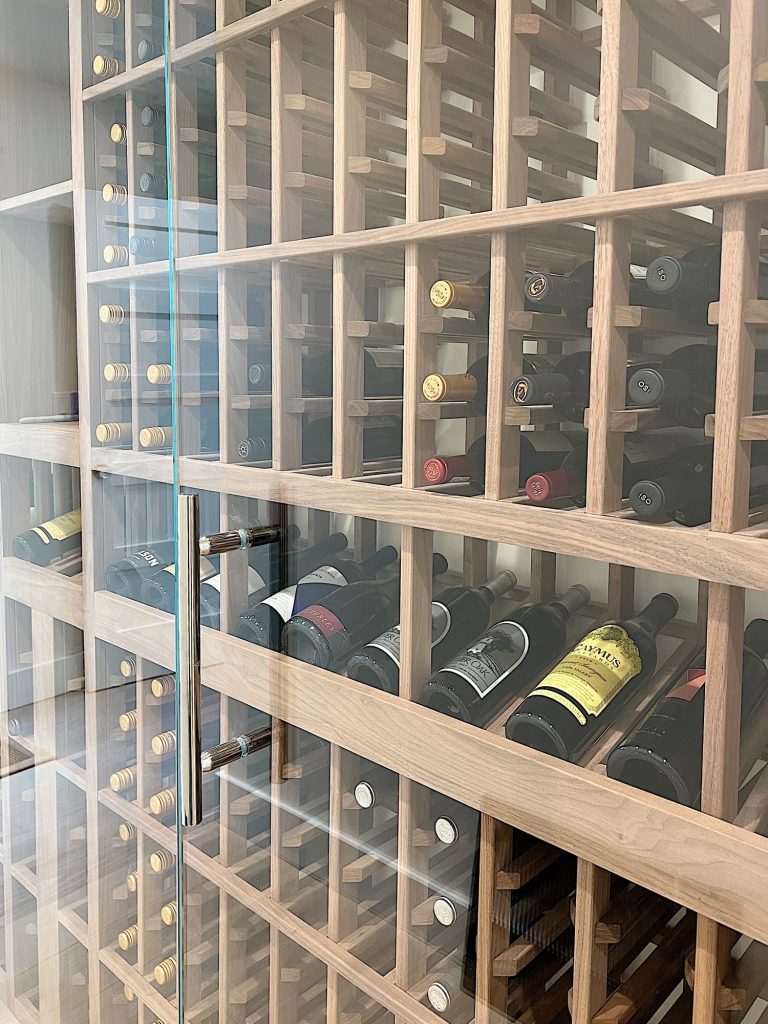 wine cellar at the beach house with wine bottles