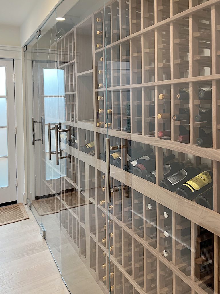 wine cellar at the beach house with wine bottles