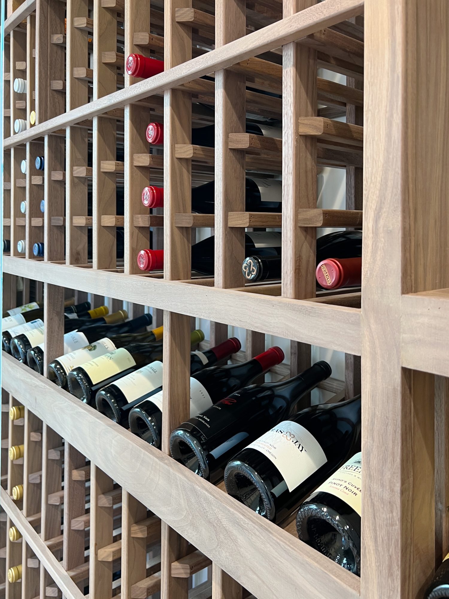 wine cellar at the beach house with wine bottles