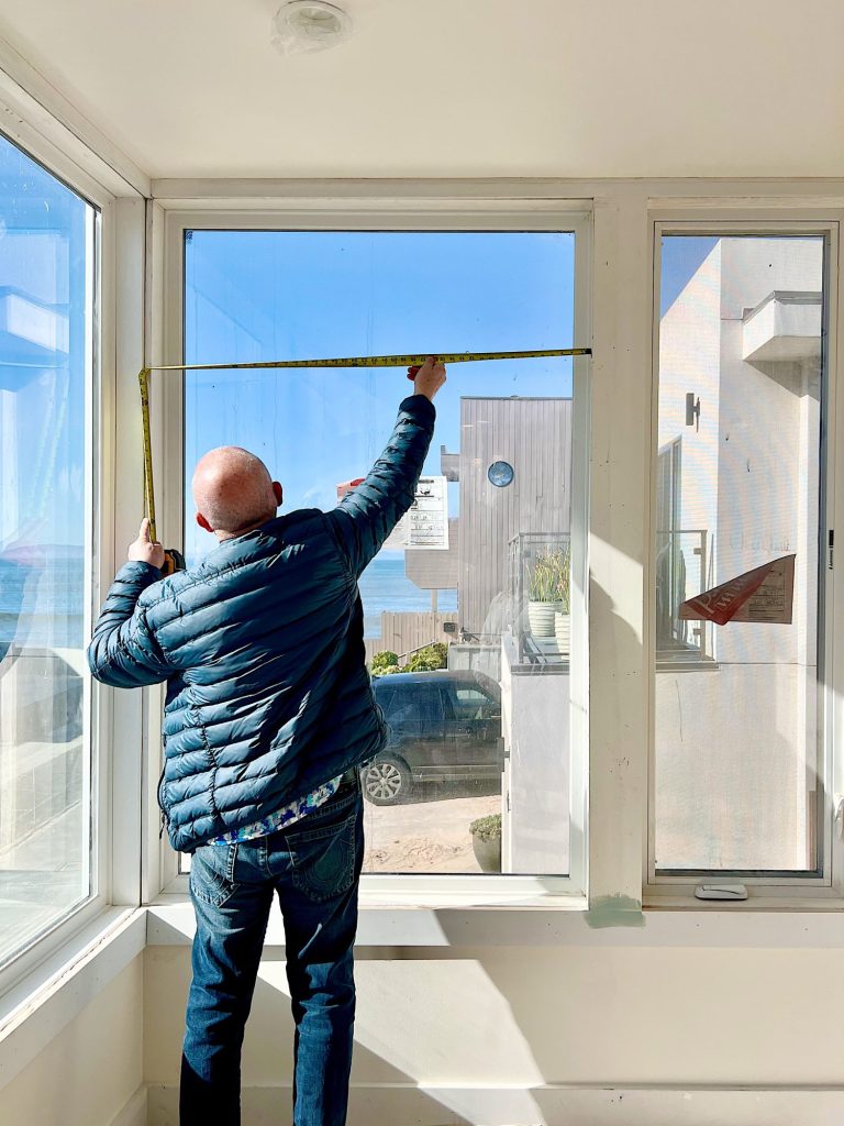 Measurement of the blinds in our primary bedroom in our beach house with five windows and an ocean view.