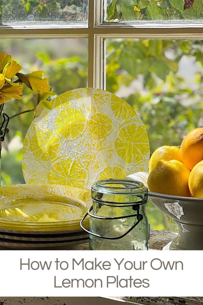 Lemon plates made with a paper napkin and glass plate.