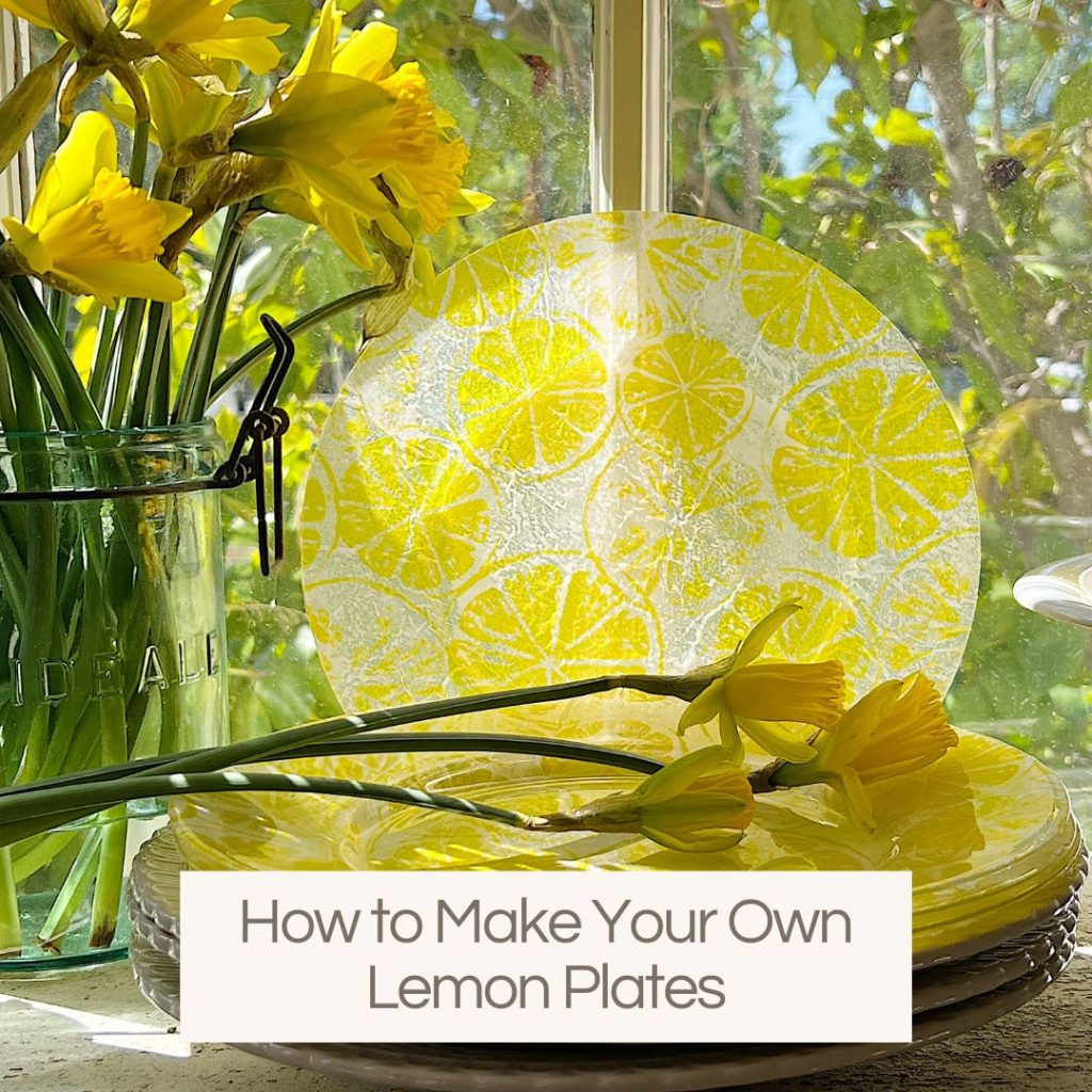 Lemon plates made with a paper napkin and glass plate.