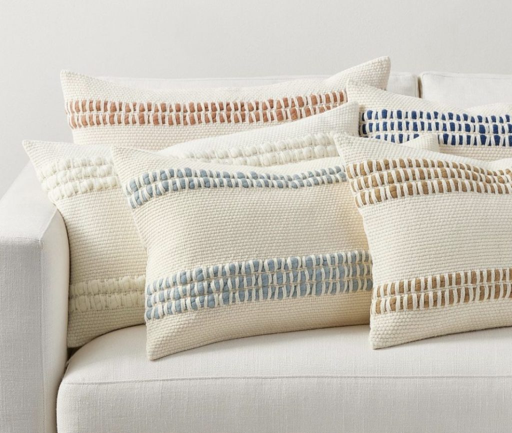 Reed Striped Lumbar Pillows available at Pottery Barn