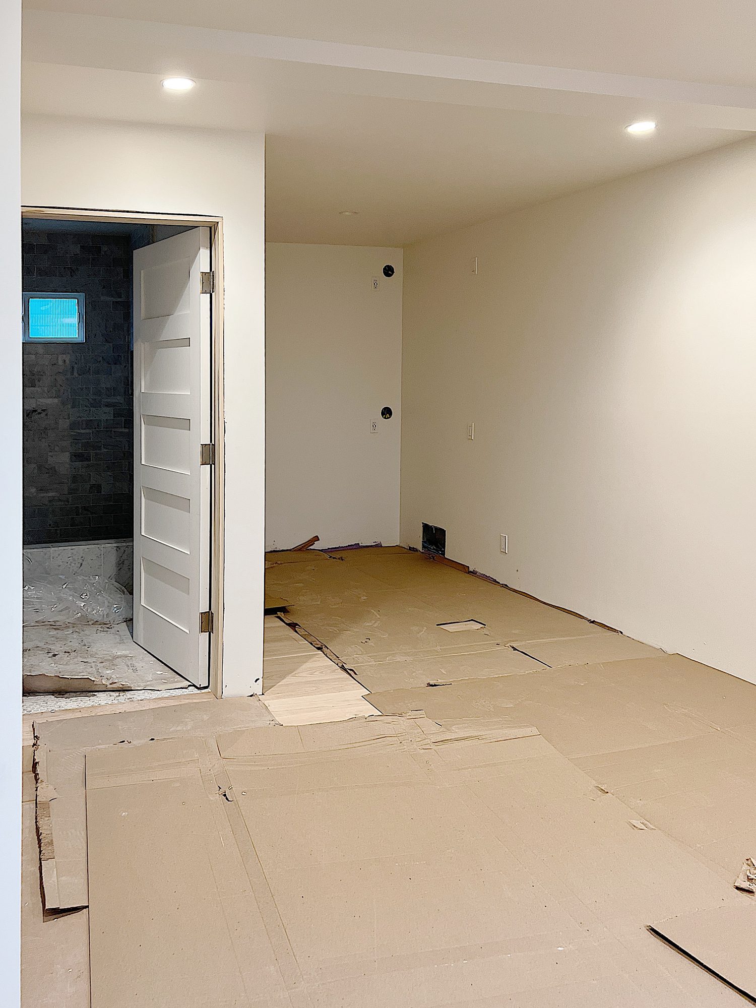 A flooring remodel used the existing hardwood floors and new engineered hardwood.