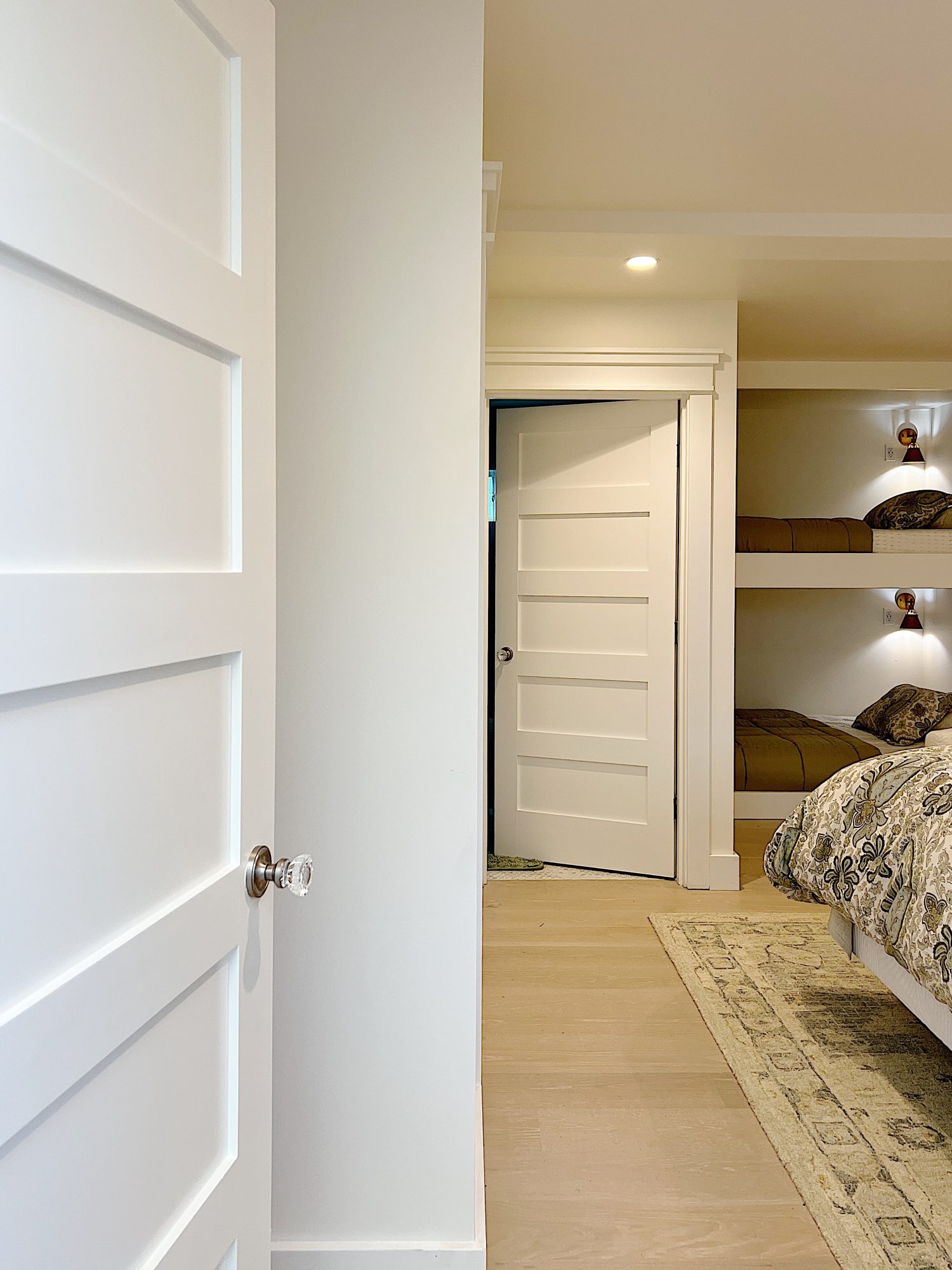 A flooring remodel used the existing hardwood floors and new engineered hardwood.