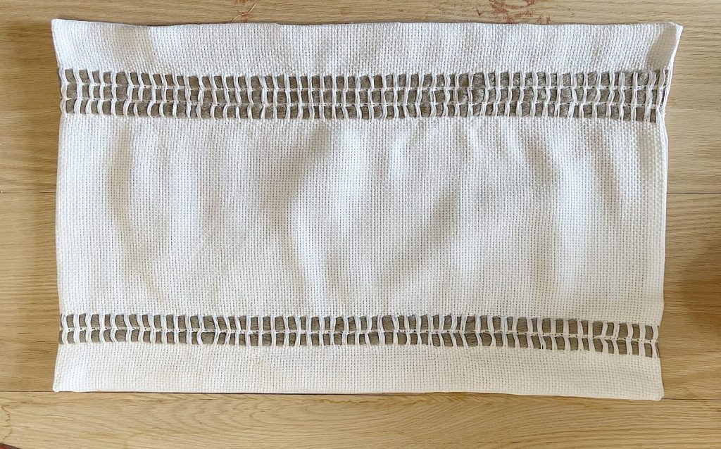 Handmade monk cloth pillow with yarn