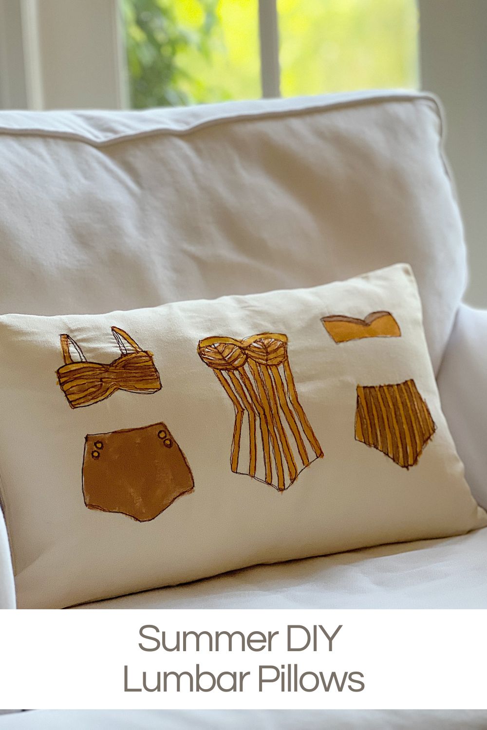Summer is almost here, so I am sharing a super cute summer DIY with lumbar pillows inspired by my new modern coastal vintage style.