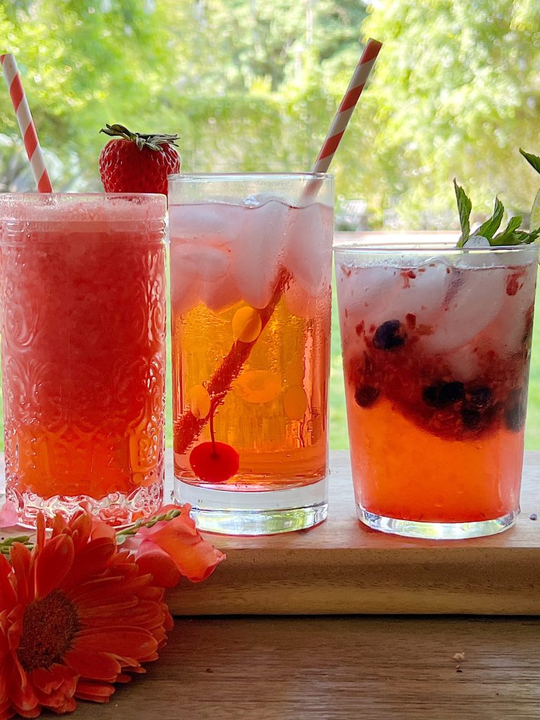 Freshly made Pink Refreshing Summer Mocktails