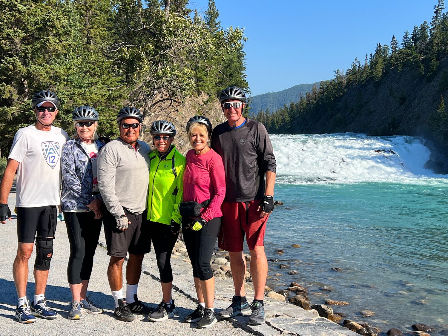 Dave and I with friends in the Canadian Rockies on our bike trip.