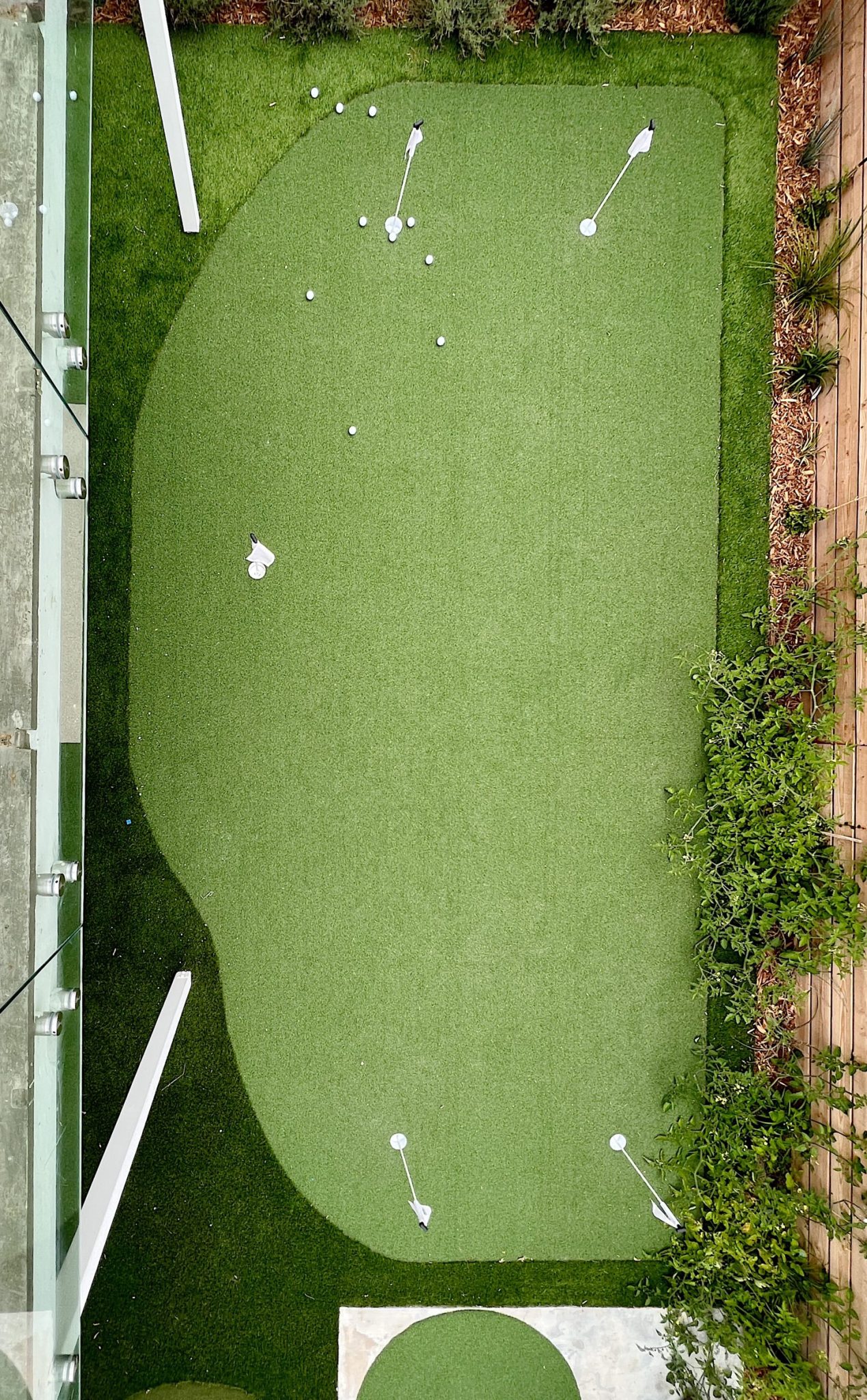 The finished backyard putting green at our beach house.