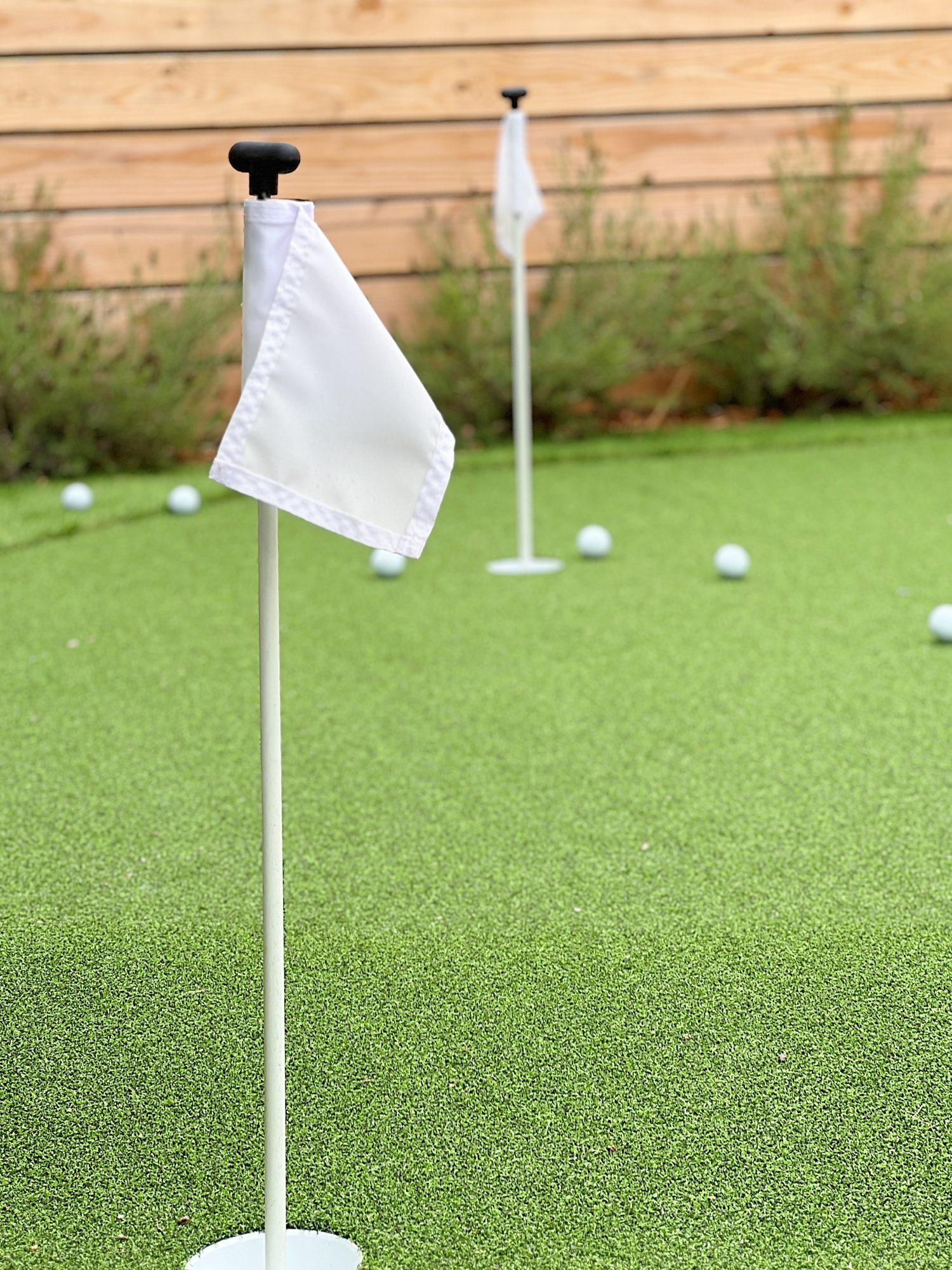 The finished backyard putting green at our beach house.