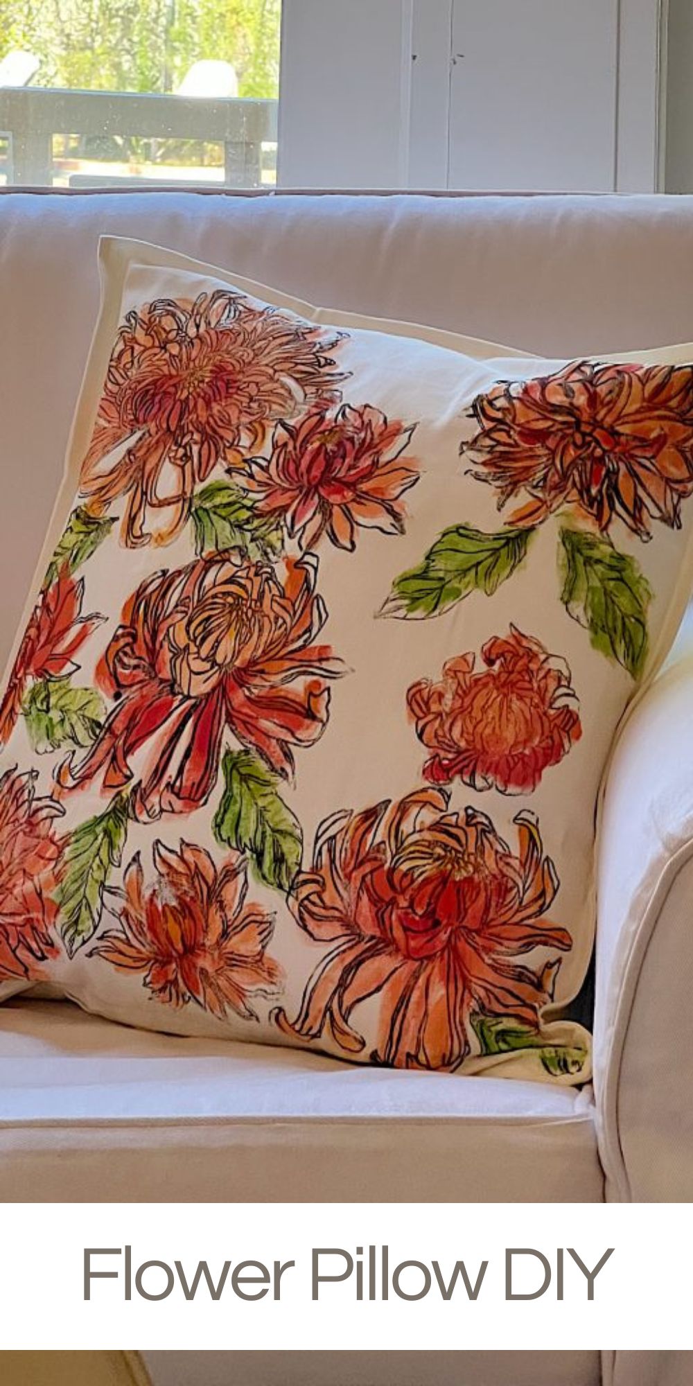 I love to make a pillow for every season and holiday and there is nothing better than a flower pillow. You can use it year-round! 