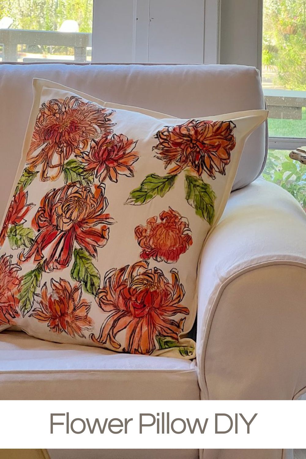I love to make a pillow for every season and holiday and there is nothing better than a flower pillow. You can use it year-round! 