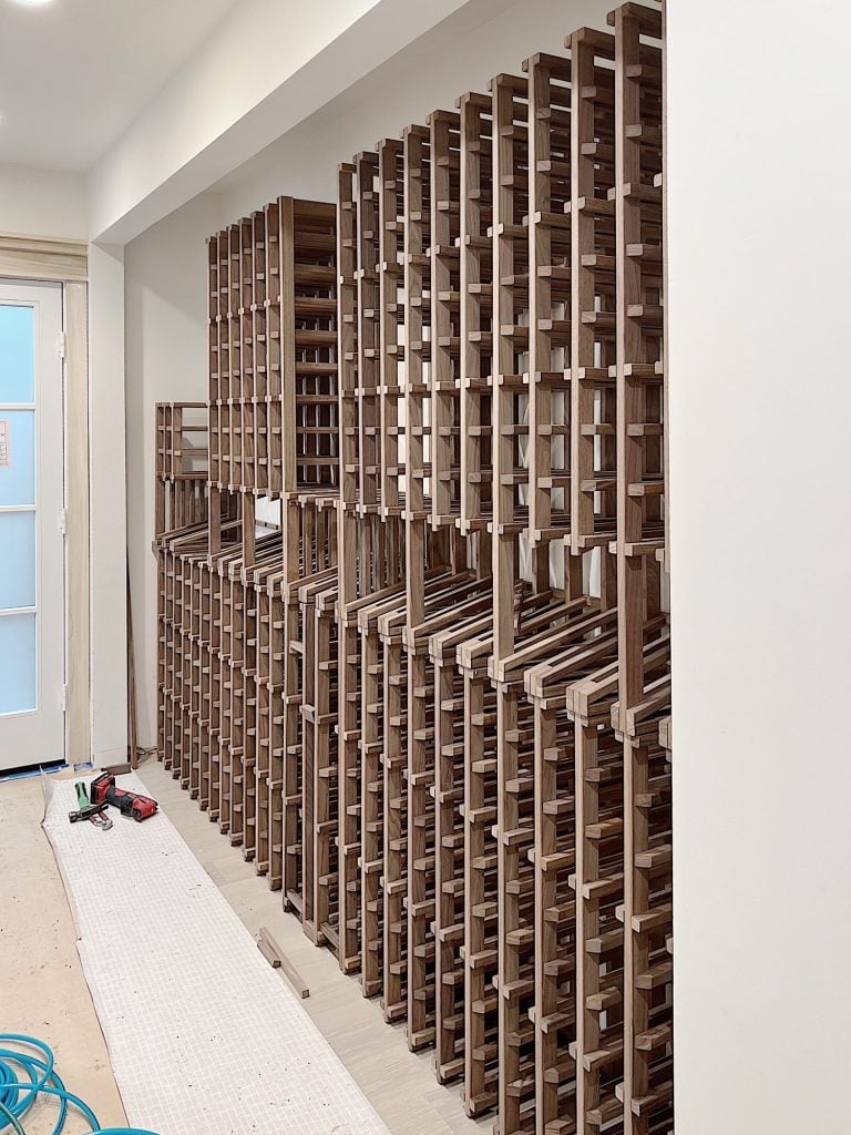 Building our home wine cellar built in a hallway at our beach house.