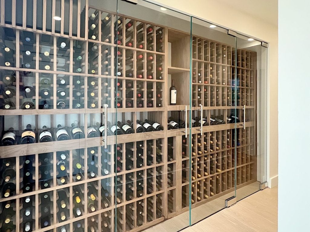 Our home wine cellar built in a hallway at our beach house.
