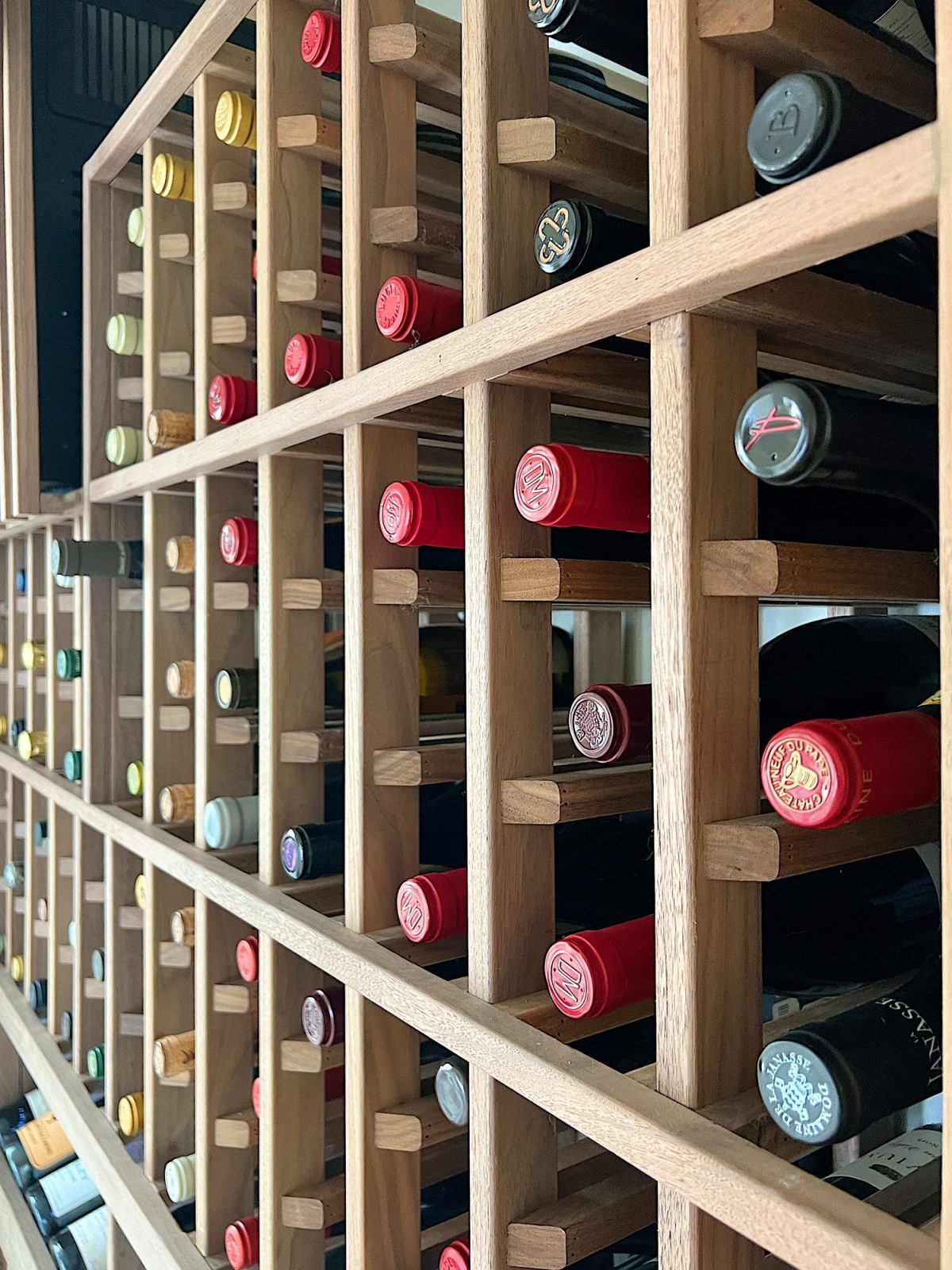 Our home wine cellar built in a hallway at our beach house.