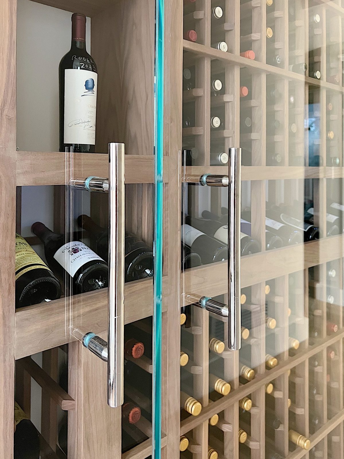 Our home wine cellar built in a hallway at our beach house.