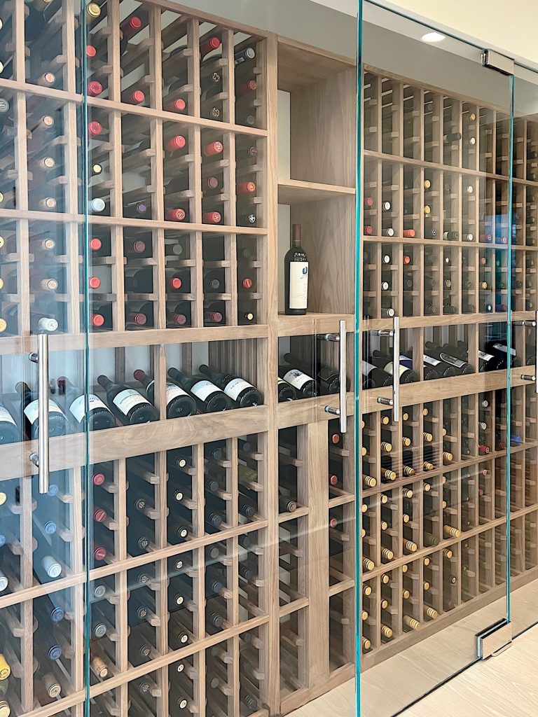 Our home wine cellar built in a hallway at our beach house.