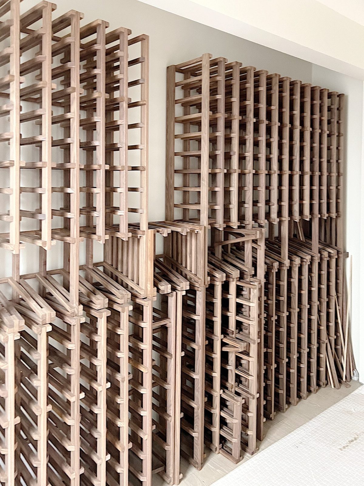 Building our home wine cellar built in a hallway at our beach house.