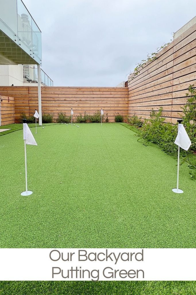 The finished backyard putting green at our beach house.