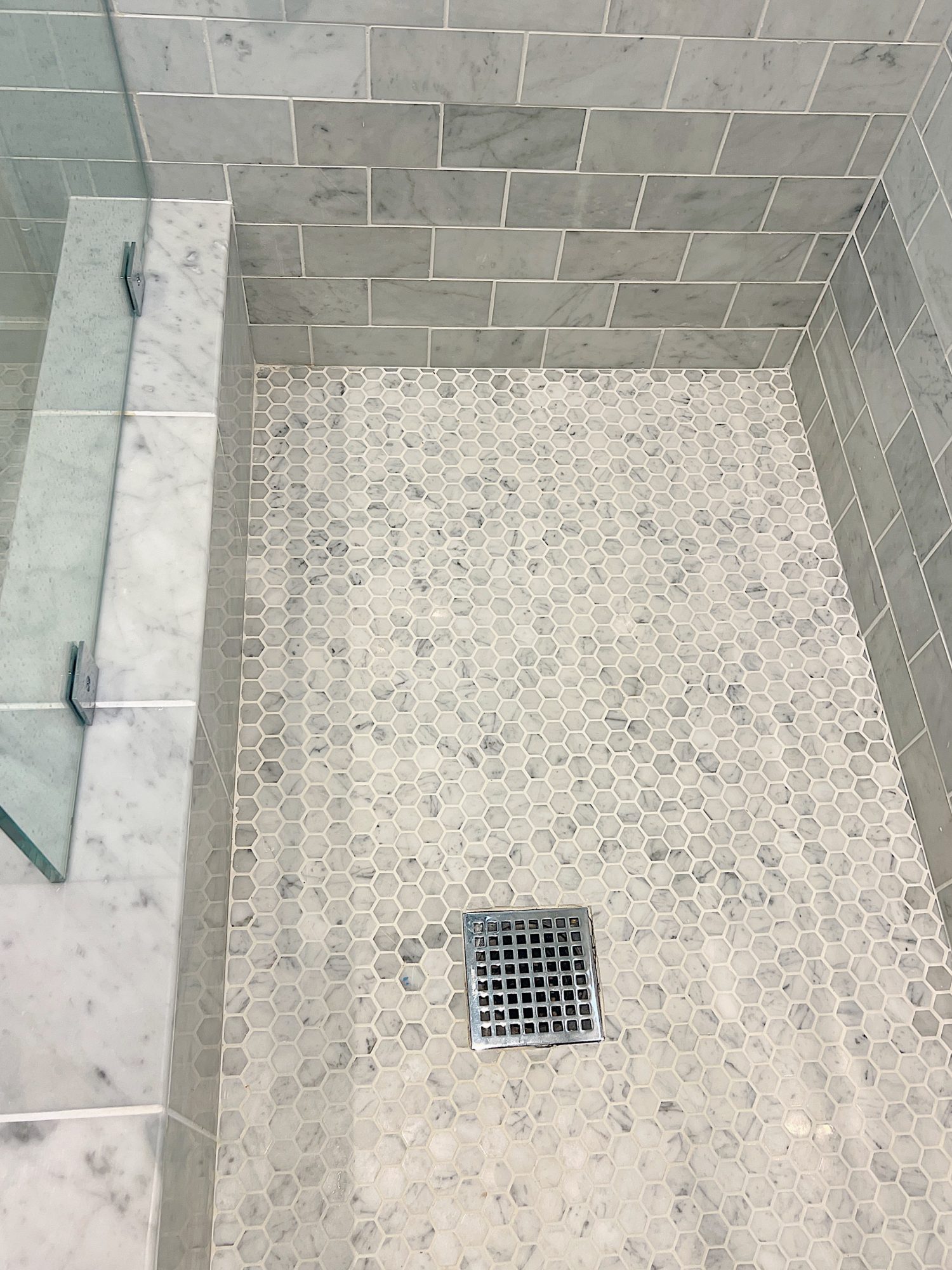 Our downstairs bathroom with a walk in shower and California faucets and hardware.