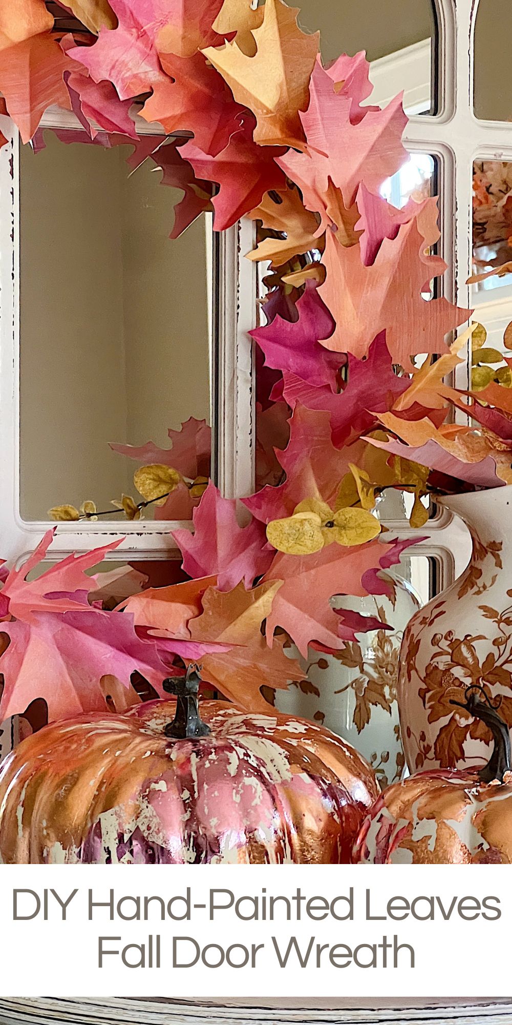 Today, I am combining two of my favorite things, painting, and crafting. I made beautiful hand-painted leaves and then a door wreath. 