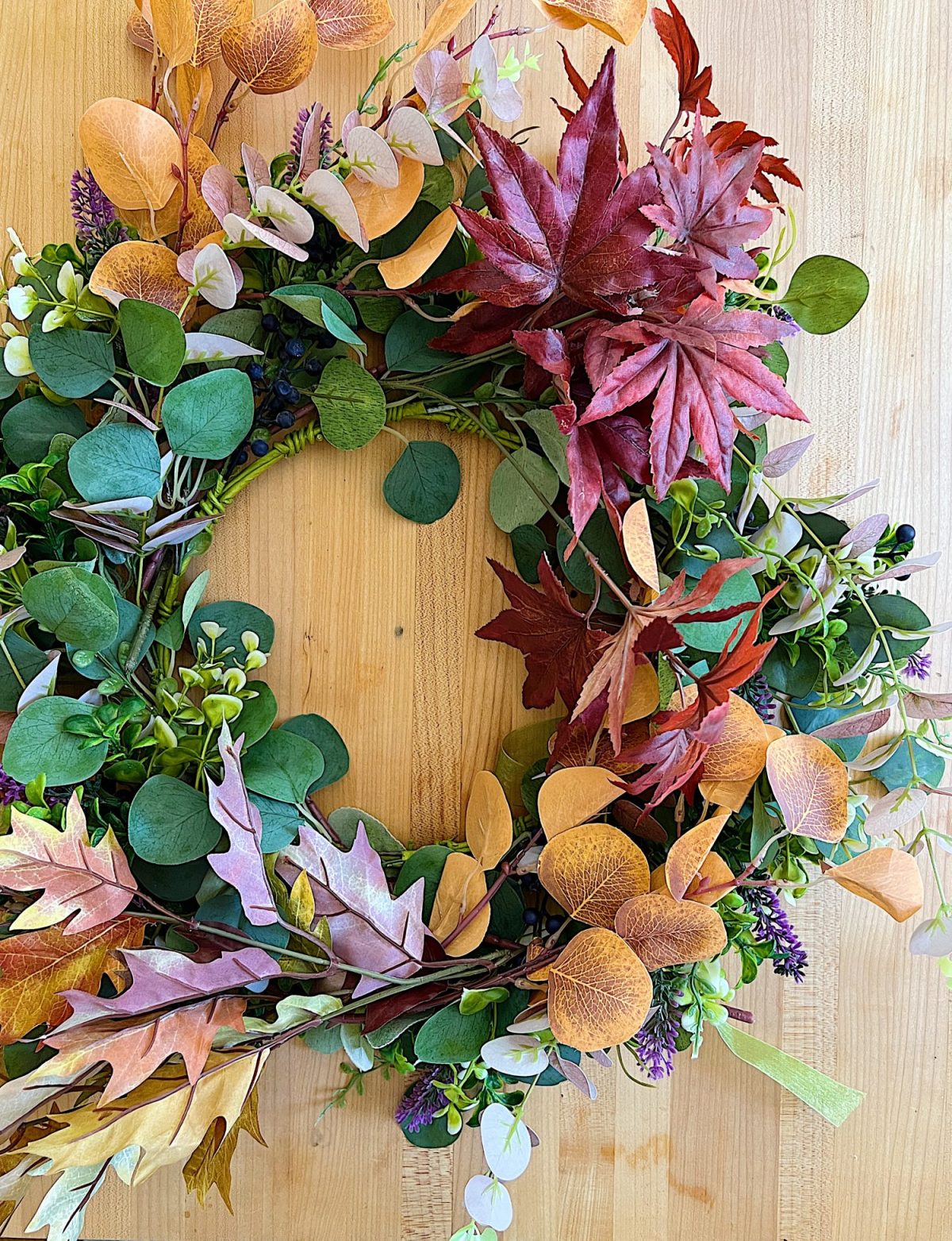 Decorating our family room with peach, pink, and copper repurposed and recycled fall decor.
