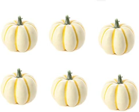 Six small white pumpkins arranged in two rows of three against a plain white background, creating a minimalist design perfect for adding to your Halloween wreath.