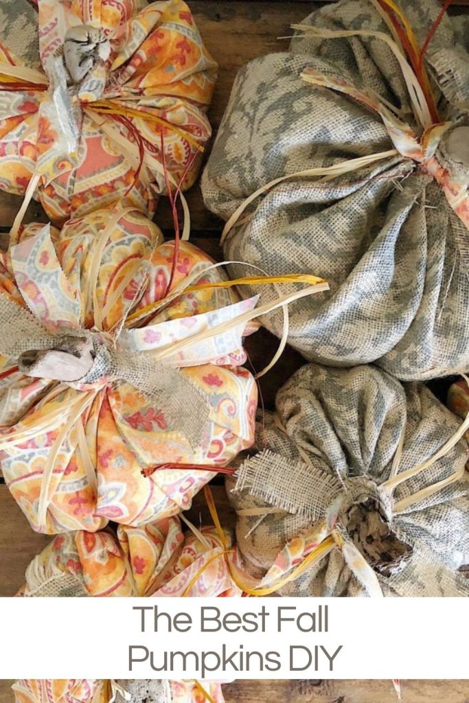 DIY to make pumpkins made with fall colored fabric and driftwood!