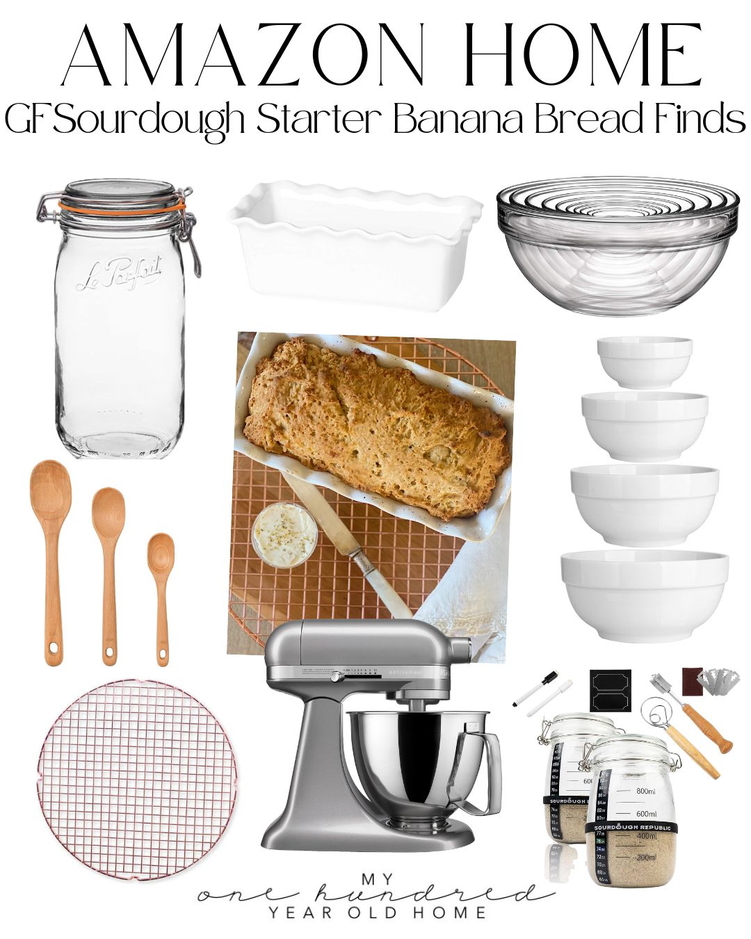Everything you need to make a delicious Gluten-Free Sourdough Banana Bread.