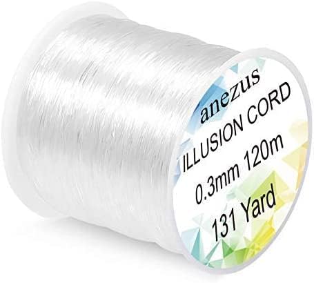 Spool of clear illusion cord labeled "anezous," perfect for your fall craft ideas, measuring 0.3mm and 120m (131 yards).