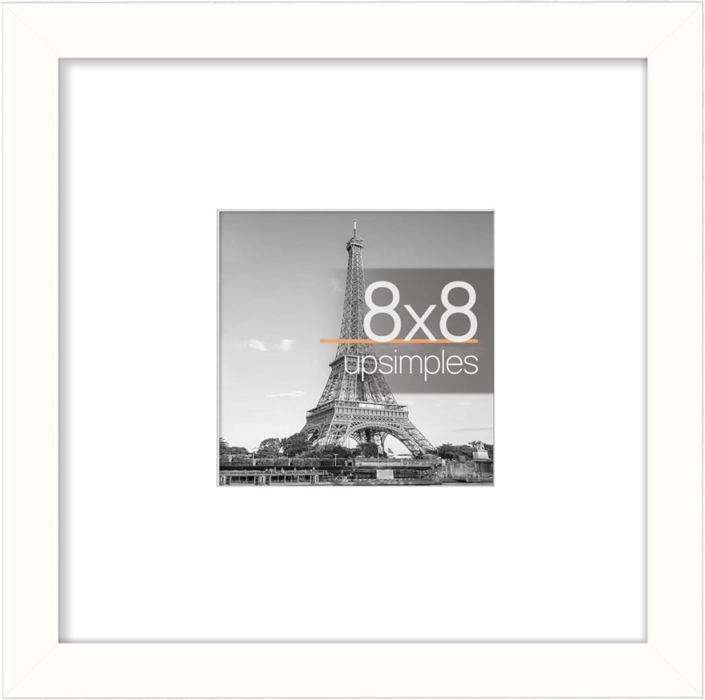 Black and white photo of the Eiffel Tower, framed with a white mat. The text on the mat reads "8x8 upsimples." A subtle touch, like perfectly decorated Halloween sugar cookies, adds charm to any space.