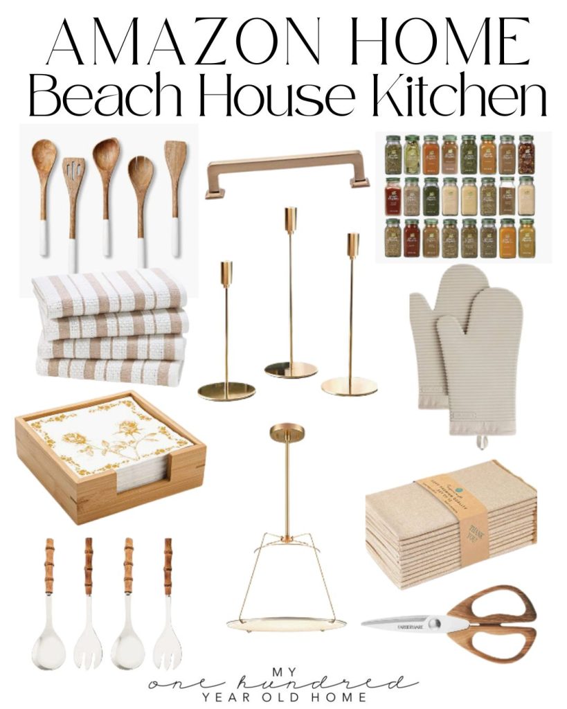 A list of the Amazon items for the kitchen in our beach house. 