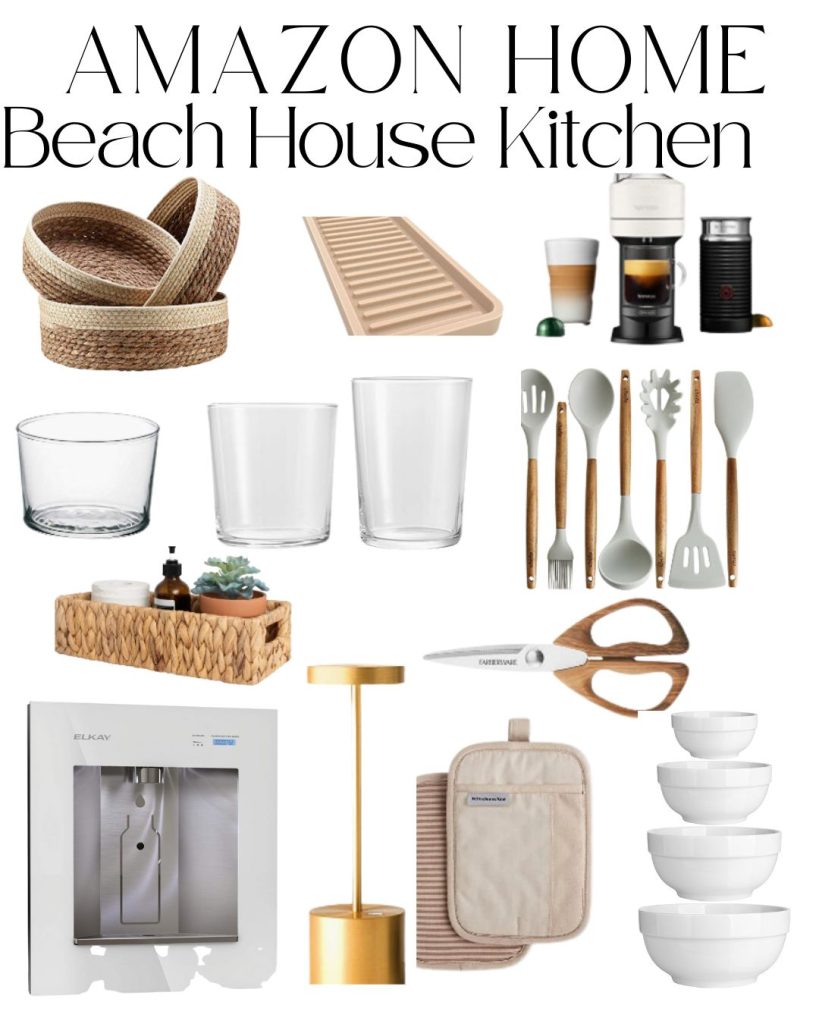A list of the Amazon items for the kitchen in our beach house. 